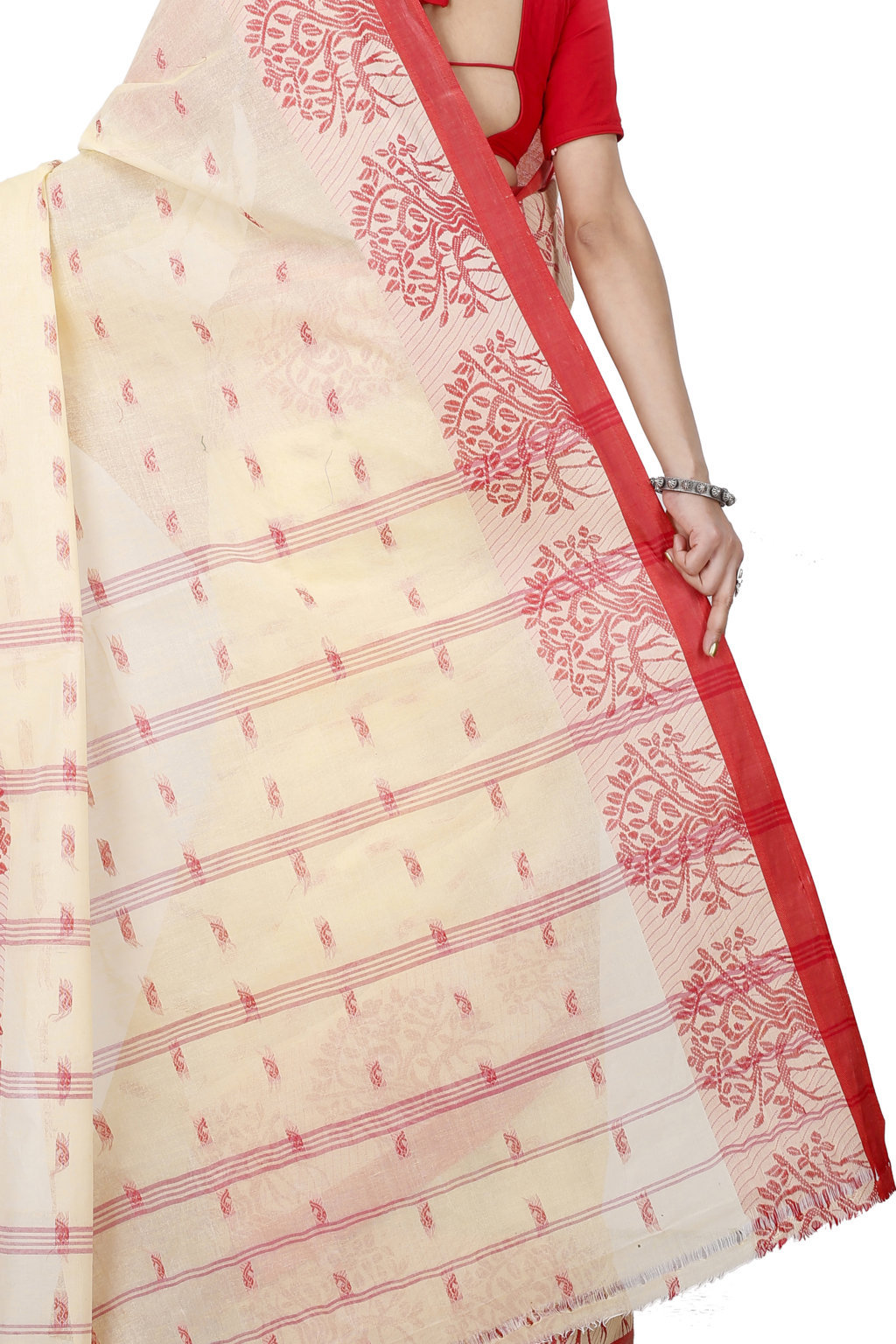 Cream Pure Cotton Somaya Tant Saree (1041)